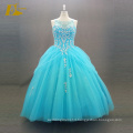 ED Bridal Elegant Ball Gown Real Sample Sleeveless Lace-Up Back Beaded Blue Quinceanera Dress